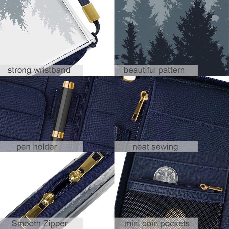 Simikol Family Passport Holder Wallet RFID Blocking Document Organizer PU Leather Mulit-purpose Travel Wallet Credit Cards Case for Women Men, Forest - Image 4